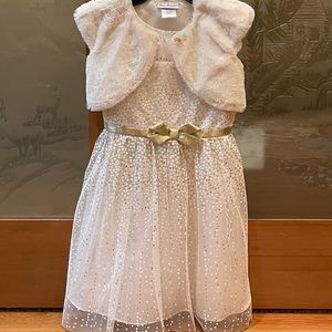 Girls holiday dress. Size 8. Jona Michelle. Cream color with gold shimmer.
